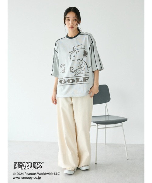 PEANUTS(ピーナッツ)の「【ユニセックス】PEANUTS/スヌーピー ゲームシャツTEE(Tシャツ/カットソー・レディース・チャコールグレー/マスタード/ピンク/ライトグレー・XL/L/M)」の19枚目の写真