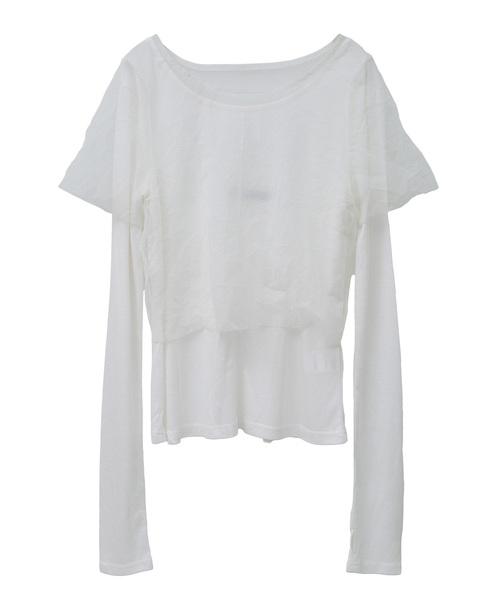 SOFFITTO(ソフィット)の「3WAYチュールレイヤードカットソー(Tシャツ/カットソー・レディース・オフホワイト/ブラック/グレー・FREE)」の12枚目の写真