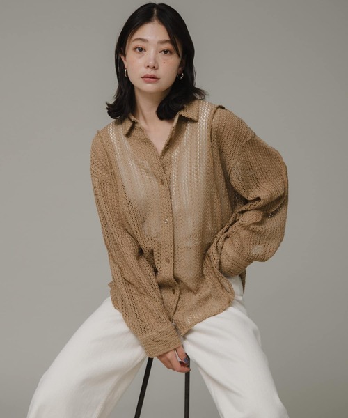 URBAN RESEARCH Sonny Label(アーバンリサーチサニーレーベル)の「ルーズレースシャツ(シャツ/ブラウス・レディース・ベージュ/オフホワイト/ブラック・FREE)」の3枚目の写真