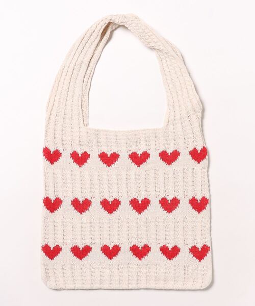 florist(フローリスト)の「【A4収納可】【韓国ファッション】ポイントハートケーブルニットトートバッグ/ニットバッグ(トートバッグ・レディース・ベージュ/ブルー/オフホワイト/グリーン・FREE)」の12枚目の写真