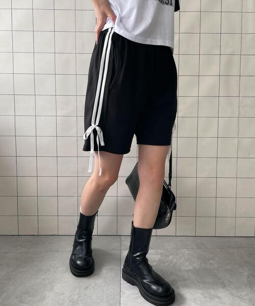 WOND(ウォンド)の「サイドリボンスウェットショーツ(スウェットパンツ・レディース・杢グレー/ブラック・FREE)」の15枚目の写真
