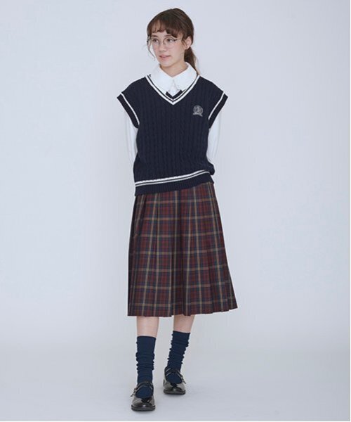 【セール】【AMI】ミドル丈チェックプリーツスカート（スカート）｜pom ponette junior（ポンポネットジュニア）