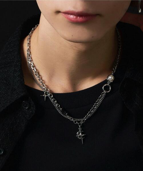 WEGO(ウィゴー)の「WEGO/MモチーフMIXチェーンネックレス(ネックレス・メンズ・その他1/その他2/その他3・FREE)」の1枚目の写真