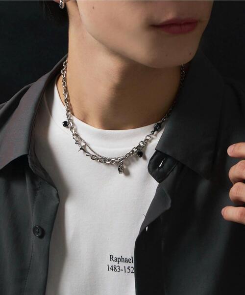 WEGO(ウィゴー)の「WEGO/MモチーフMIXチェーンネックレス(ネックレス・メンズ・その他1/その他2/その他3・FREE)」の2枚目の写真