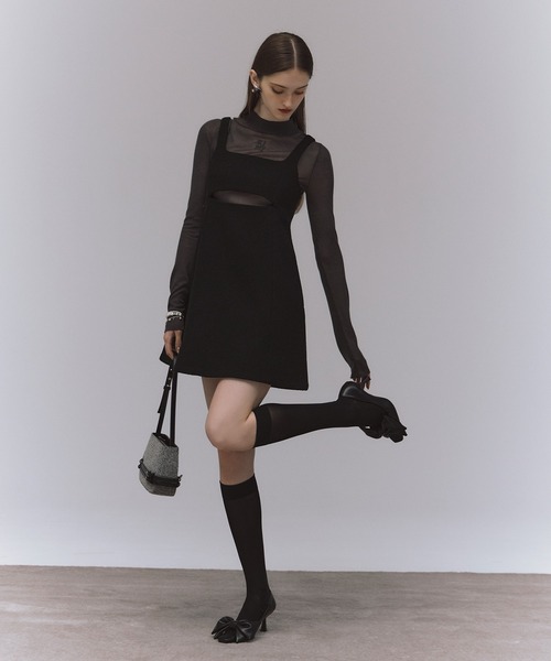 スリットデザインツイードミニワンピース　　eimy istoire セール】スリットデザインツイードミニワンピース（ワンピース）｜EIMY