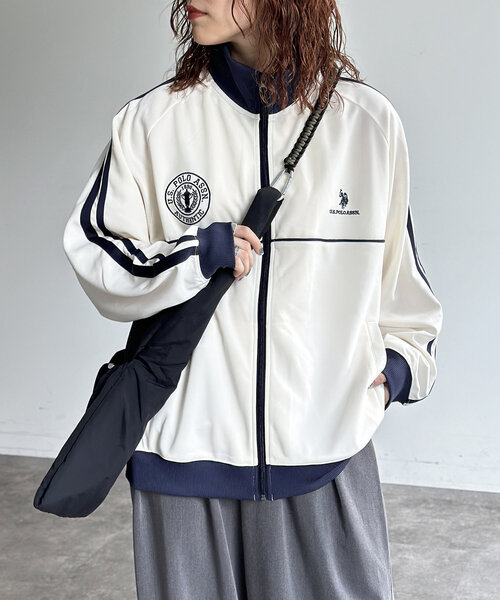 U.S. POLO ASSN.(ユーエスポロアッスン)の「【U.S. POLO ASSN.】トラックジャケット(ブルゾン・レディース・アイボリー/ネイビー/ブラウン・LARGE/MEDIUM)」の2枚目の写真