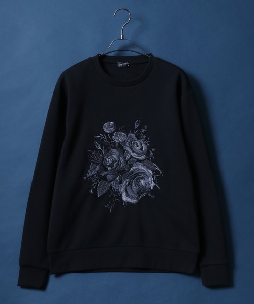 ANPAS（アンパス）の「Fleece Lining Rose Embroidery Oversized SweatShirt/裏起毛 フラワー 刺繍 オーバーサイズ スウェット トップス トレーナー メンズ（スウェット・メンズ・ホワイト/ブラック/ブラック系その他・L/M）」の6枚目の写真