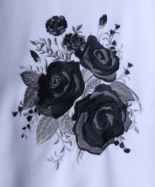 ANPAS（アンパス）の「Fleece Lining Rose Embroidery Oversized SweatShirt/裏起毛 フラワー 刺繍 オーバーサイズ スウェット トップス トレーナー メンズ（スウェット・メンズ・ホワイト/ブラック/ブラック系その他・L/M）」の8枚目の写真