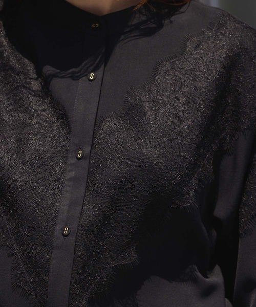 Edit Sheen（エディットシーン）の「レース切替ブラウス（シャツ/ブラウス・レディース・ブラック/チャコールグレー/ホワイト/ドット・M）」の6枚目の写真