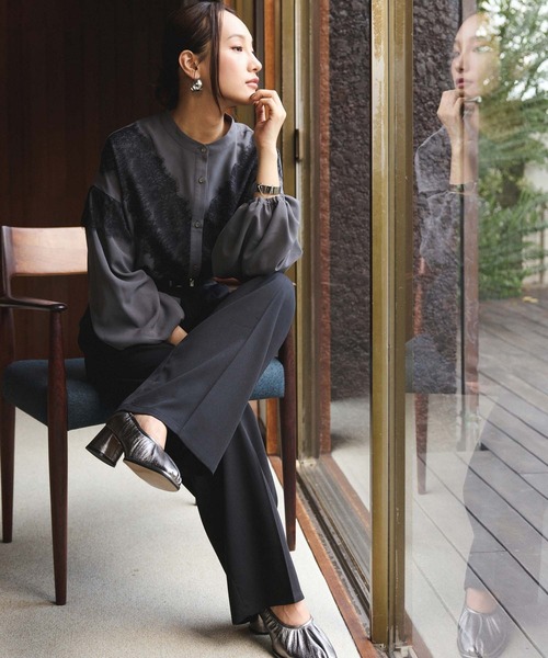 Edit Sheen（エディットシーン）の「レース切替ブラウス（シャツ/ブラウス・レディース・ブラック/チャコールグレー/ホワイト/ドット・M）」の13枚目の写真