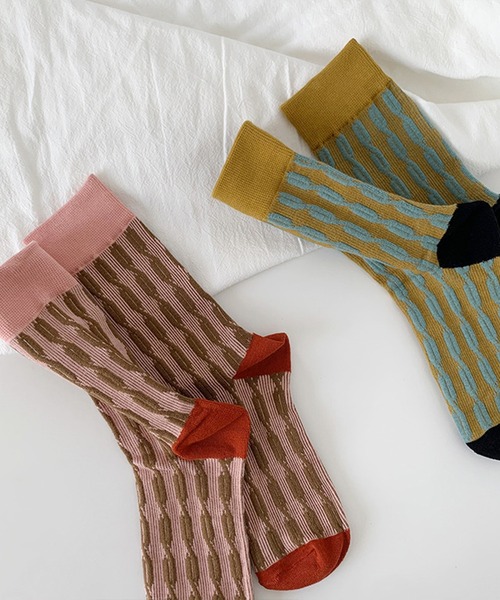 mosox（モソックス）の「【mosox】韓国風レトロソックス（ソックス/靴下・レディース・ブラック/イエロー/グレー/ライトグリーン/ピンク・FREE）」の10枚目の写真