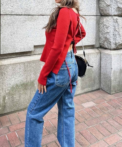 esutoreja（エストレジャ）の「リボンニットトップス（ニット/セーター・レディース・グレー/アイボリー/ブラック・FREE）」の12枚目の写真