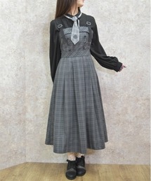 axes femme | バックリボンチェック柄ジャンパースカート(ジャンパースカート)