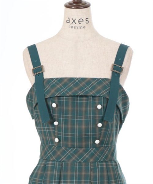 バックリボンチェック柄ジャンパースカート（ジャンパースカート）｜axes femme（アクシーズファム）
