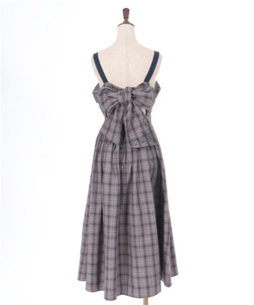 バックリボンチェック柄ジャンパースカート（ジャンパースカート）｜axes femme（アクシーズファム）