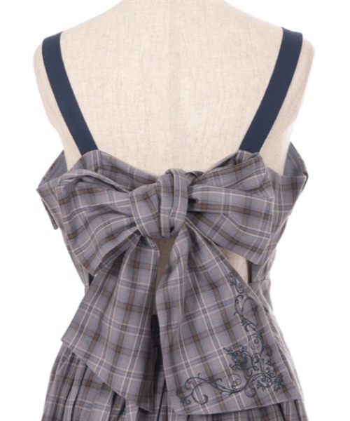 バックリボンチェック柄ジャンパースカート（ジャンパースカート）｜axes femme（アクシーズファム）