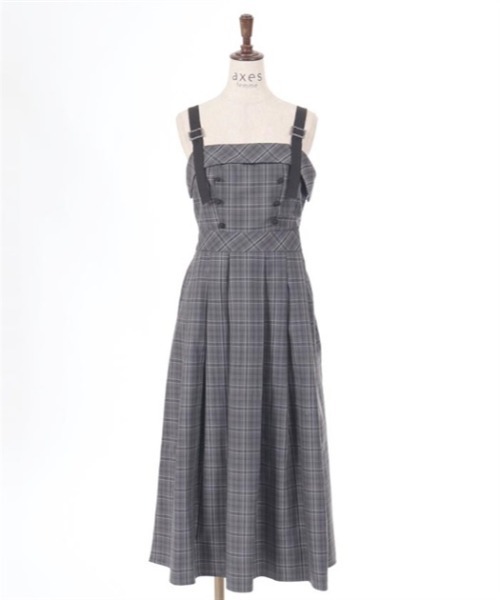 バックリボンチェック柄ジャンパースカート（ジャンパースカート）｜axes femme（アクシーズファム）