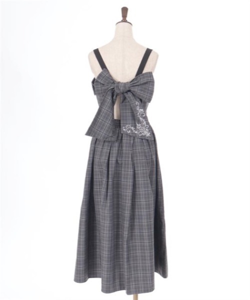 バックリボンチェック柄ジャンパースカート（ジャンパースカート）｜axes femme（アクシーズファム）