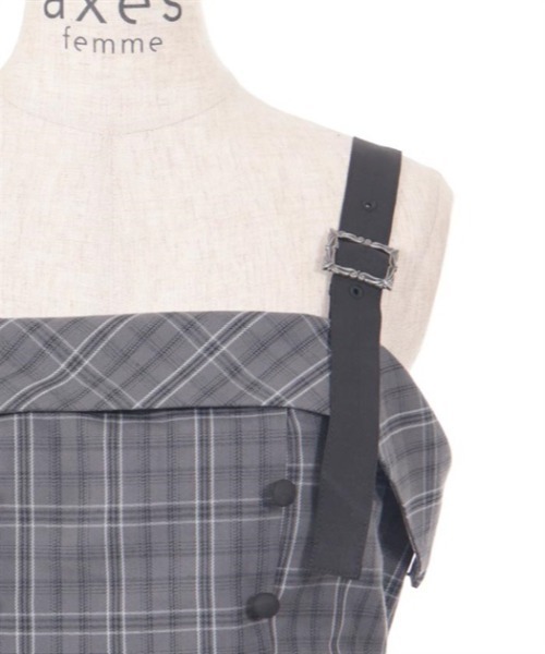 バックリボンチェック柄ジャンパースカート（ジャンパースカート）｜axes femme（アクシーズファム）