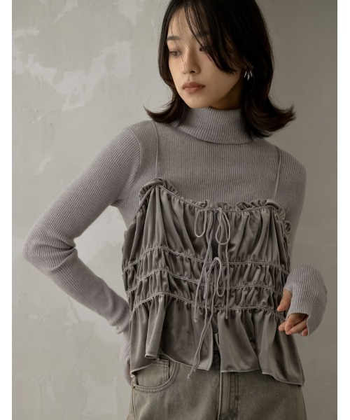 ベロアギャザーリボンキャミビスチェ（キャミソール）｜Re:EDIT