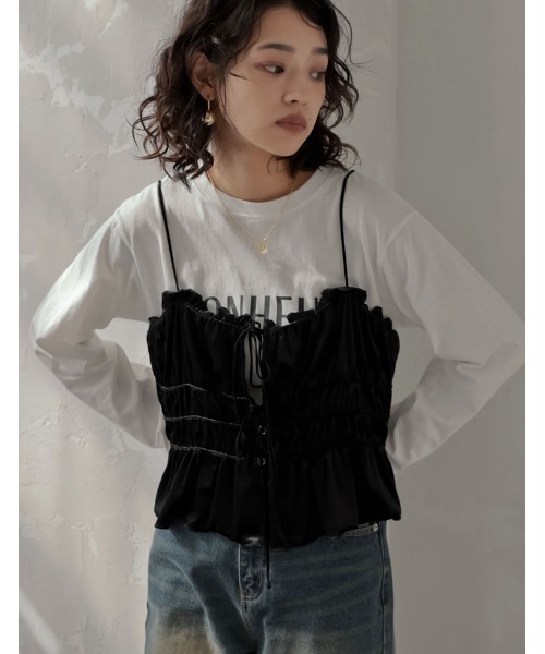 ベロアギャザーリボンキャミビスチェ（キャミソール）｜Re:EDIT