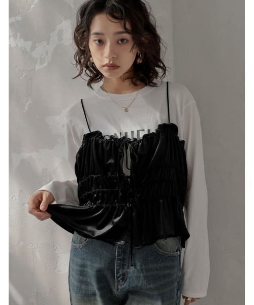 Re:EDIT（リエディ）の「ベロアギャザーリボンキャミビスチェ