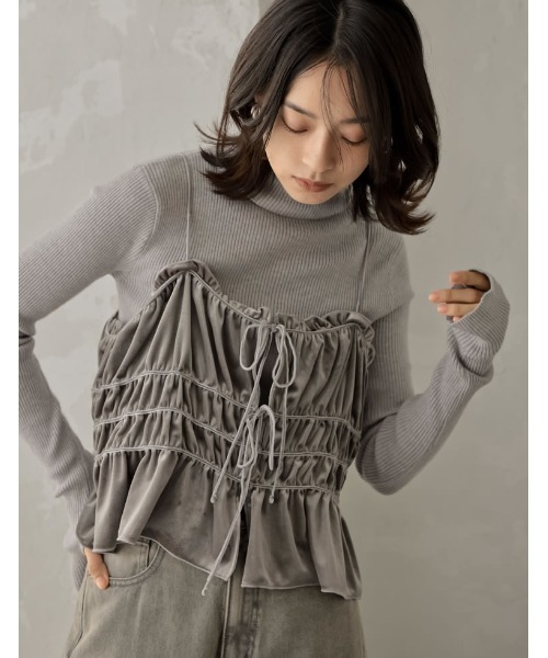 Re:EDIT（リエディ）の「ベロアギャザーリボンキャミビスチェ