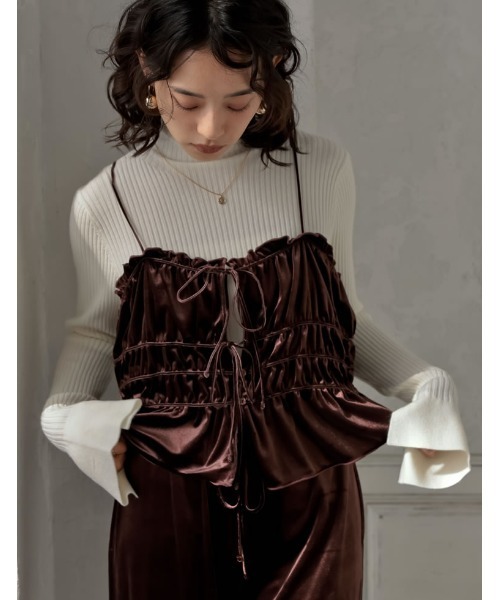 Re:EDIT（リエディ）の「ベロアギャザーリボンキャミビスチェ