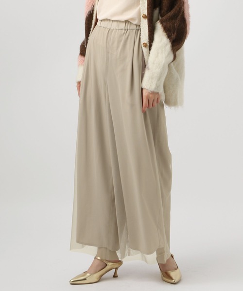 BAYFLOW（ベイフロー）の「[トレンドのチュール素材]シアーレイヤードパンツ（その他パンツ・レディース・ブラック/グレイッシュベージュ・SMALL/MEDIUM）」の2枚目の写真