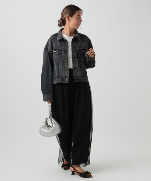 BAYFLOW（ベイフロー）の「[トレンドのチュール素材]シアーレイヤードパンツ（その他パンツ・レディース・ブラック/グレイッシュベージュ・SMALL/MEDIUM）」の4枚目の写真