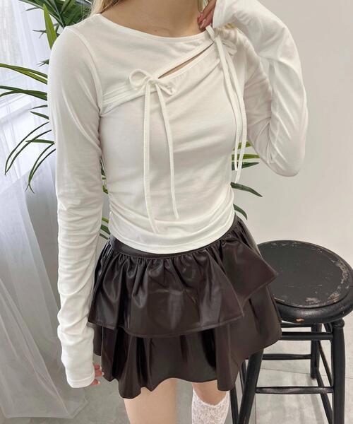 PHILLY（フィリー）の「【PHILLY】カットアウトWリボンロンT（Tシャツ/カットソー・レディース・ピンク/ホワイト/スミクロ・FREE）」の10枚目の写真