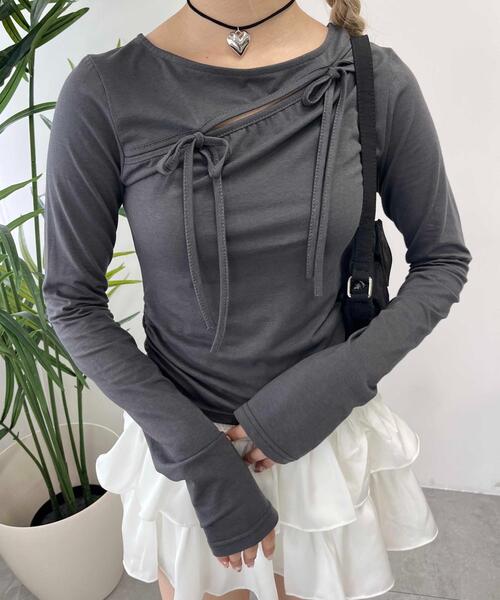 PHILLY（フィリー）の「【PHILLY】カットアウトWリボンロンT（Tシャツ/カットソー・レディース・ピンク/ホワイト/スミクロ・FREE）」の11枚目の写真