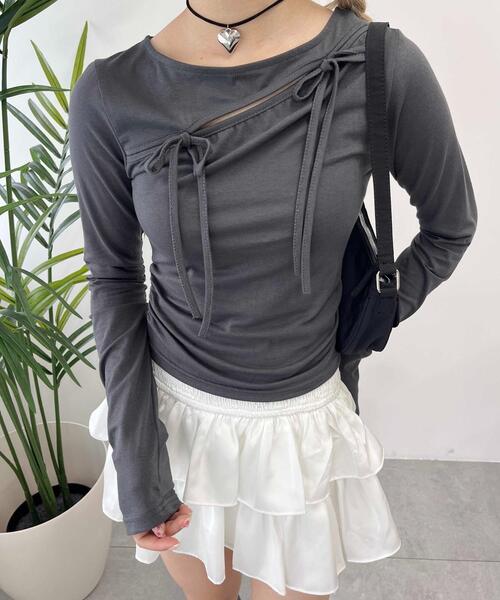 PHILLY（フィリー）の「【PHILLY】カットアウトWリボンロンT（Tシャツ/カットソー・レディース・ピンク/ホワイト/スミクロ・FREE）」の12枚目の写真