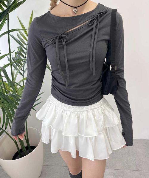 PHILLY（フィリー）の「【PHILLY】カットアウトWリボンロンT（Tシャツ/カットソー・レディース・ピンク/ホワイト/スミクロ・FREE）」の14枚目の写真