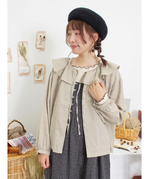 Samansa Mos2（サマンサ モスモス）の「配色メローリブクルーネックインナー（Tシャツ/カットソー・レディース・イエロー/チャコールグレー/グリーン/キナリ・F）」の5枚目の写真