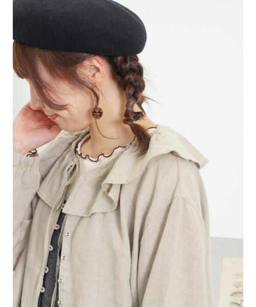 Samansa Mos2（サマンサ モスモス）の「配色メローリブクルーネックインナー（Tシャツ/カットソー・レディース・イエロー/チャコールグレー/グリーン/キナリ・F）」の6枚目の写真