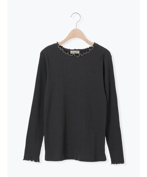 Samansa Mos2（サマンサ モスモス）の「配色メローリブクルーネックインナー（Tシャツ/カットソー・レディース・イエロー/チャコールグレー/グリーン/キナリ・F）」の20枚目の写真