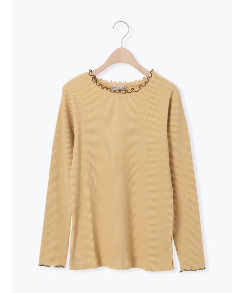 Samansa Mos2（サマンサ モスモス）の「配色メローリブクルーネックインナー（Tシャツ/カットソー・レディース・イエロー/チャコールグレー/グリーン/キナリ・F）」の21枚目の写真