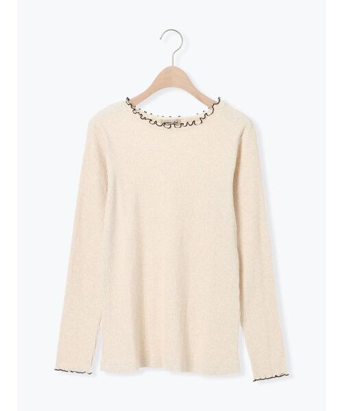 Samansa Mos2（サマンサ モスモス）の「配色メローリブクルーネックインナー（Tシャツ/カットソー・レディース・イエロー/チャコールグレー/グリーン/キナリ・F）」の22枚目の写真