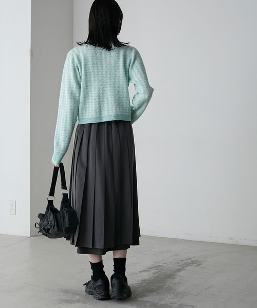 forksy.(フォルクシー)の「【forksy.】千鳥柄ジャガード編みニットポロカーディガン(カーディガン/ボレロ・レディース・ネイビー/ブラック/グリーン・FREE)」の20枚目の写真