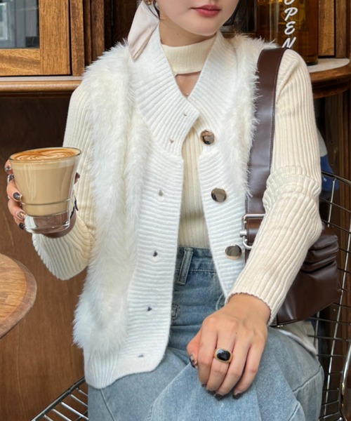 efill(エフィル)の「フロントボタン シャギーベスト(ベスト・レディース・ホワイト・FREE)」の14枚目の写真