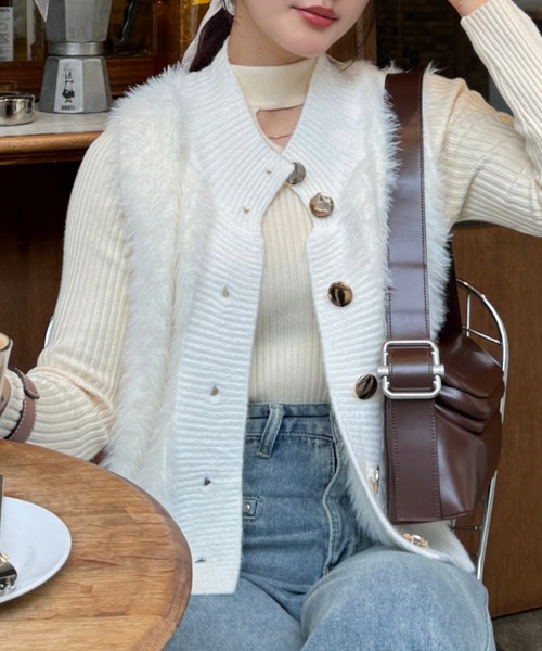 efill(エフィル)の「フロントボタン シャギーベスト(ベスト・レディース・ホワイト・FREE)」の19枚目の写真