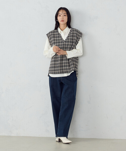 COMME CA ISM(コムサイズム)の「スリットスリーブ シャツ(シャツ/ブラウス・レディース・ホワイト/ネイビー・MEDIUM/LARGE)」の4枚目の写真