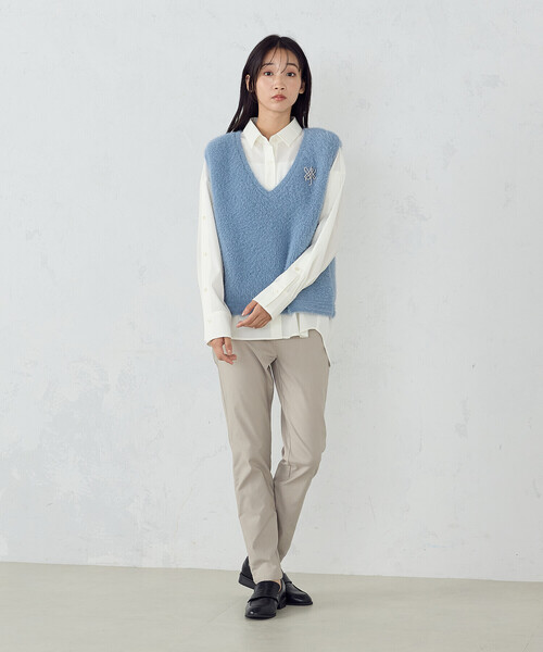 COMME CA ISM(コムサイズム)の「スリットスリーブ シャツ(シャツ/ブラウス・レディース・ホワイト/ネイビー・MEDIUM/LARGE)」の5枚目の写真