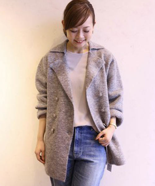 週末セール【美品】ウィムガゼット　グレー ウール ピーコート レディース 美品】ウィムガゼット グレー ウール ピーコート レディース 最終