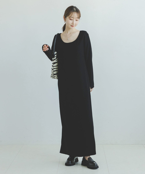セール】ワイドネックIラインワンピース（ワンピース）｜NOBLE  