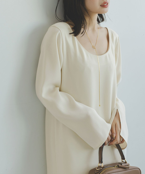 セール】ワイドネックIラインワンピース（ワンピース）｜NOBLE  