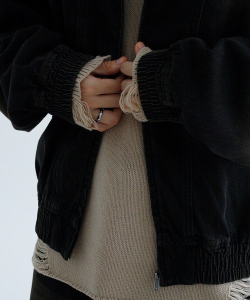 epnok（エプノック）の「【EPNK】Crash damage knit / クラッシュダメージニット（ニット/セーター・メンズ・ブラック/ベージュ・SMALL/MEDIUM/LARGE）」の18枚目の写真