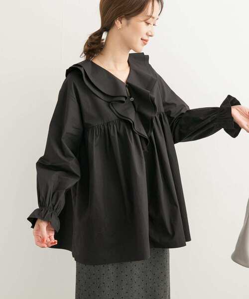 URBAN RESEARCH DOORS(アーバンリサーチドアーズ)の「ラッフルフリルブラウス(シャツ/ブラウス・レディース・ベージュ/ブラック・MEDIUM)」の20枚目の写真