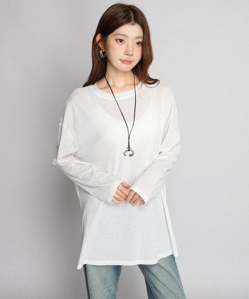by LEGNA(バイレグナ)の「【全17色】選べるサイズ シアーTシャツ(Tシャツ/カットソー・レディース・ホワイト/ダークブラウン/ワインレッド/モカ/ネイビー/チャコール/アイボリー/ライトグレー/ブラック/オリーブ/ライトブルー/ピンク/ダルブルー系/イエロー/ダルブルー系2/オリーブ系2/グレー系2/ホワイト系2/ブラック系2/ピンク系2/ピンク系3/ブルー系3/ブラック系3/グレー系3/ライトグレー系3/ホワイト系3/ブラック系5/ライトグレー系5/ダルブルー系5/ホワイト系5/グレー系5/アイボリー系5/ピンク系5/ブルー系5/ブラック系4/ピンク系4/ライトグレー系4/ホワイト系4/アイボリー系4/ブラック系6/ネイビー系6/ホワイト×ブルー/ホワイト×グレー/グレー系6/アイボリー系6/ホワイト×イエロー/ブラック×ホワイト/ライトグレー系6/ダークブルー/グリーン/サーモンピンク・LARGE/MEDIUM/FREE/M-Short/L-Short)」の5枚目の写真